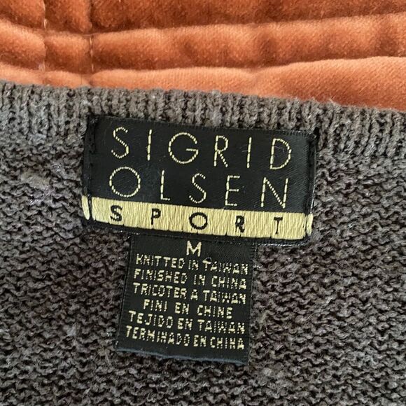 SIGRID OLSEN Vintage 90s Embroidered Floral Cardigan Sweater Medium Cottagecore - Picture 5 of 13